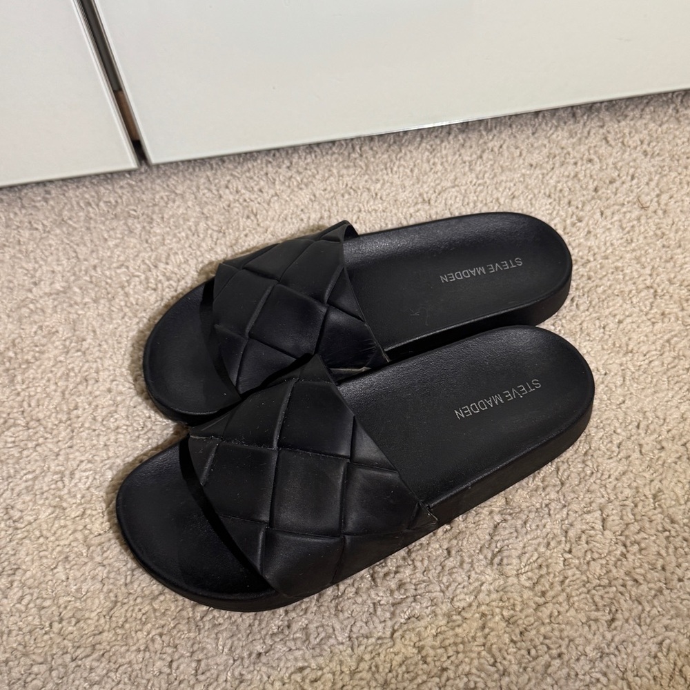 Steve Madden Black Slides Size 8